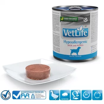 FARMINA Vet Life Diet DOG Hipoalerģiskais pīle un kartupeļi - mitrā suņu barība - 300 g