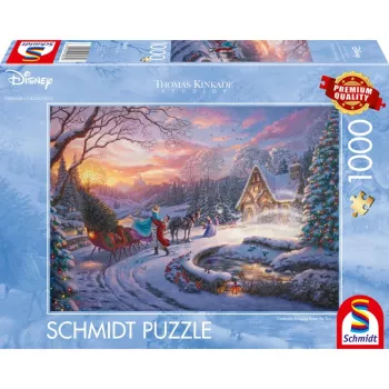 Thomas Kinkade Studios: Disney Dreams Collection - Pelnrušķīte atnes Ziemassvētku egli, puzle 1000 gabali
