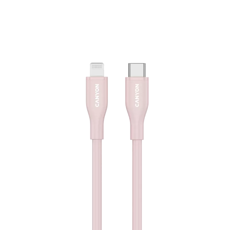 CANYON kabelis CLNM60 C-L 60W MFI 1m silikona rozā
