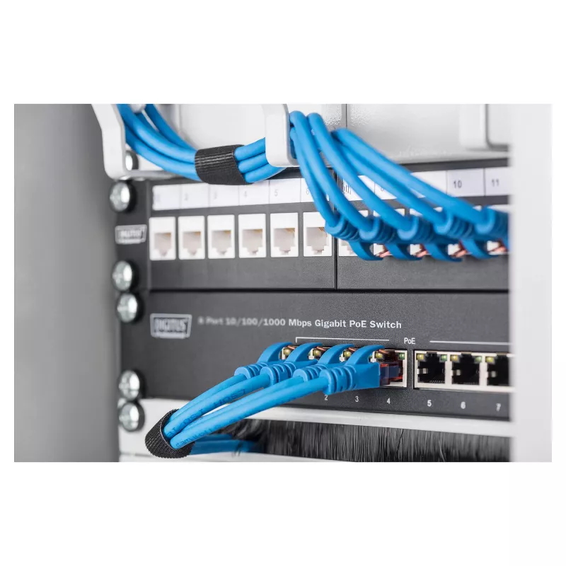 DIGITUS Gigabit Ethernet PoE slēdzis 8 portu PoE+ 10 collu plaukts, līdz 80 W PoE jaudas budžets