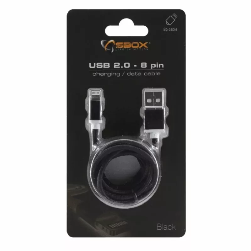 Sbox IPH7-B USB 2.0 8 Pin melns
