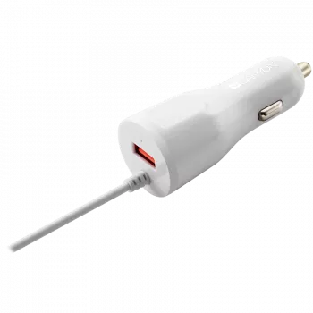 CANYON auto lādētājs C-033 2.4A/USB-A ar iebūvētu Lightning, balts