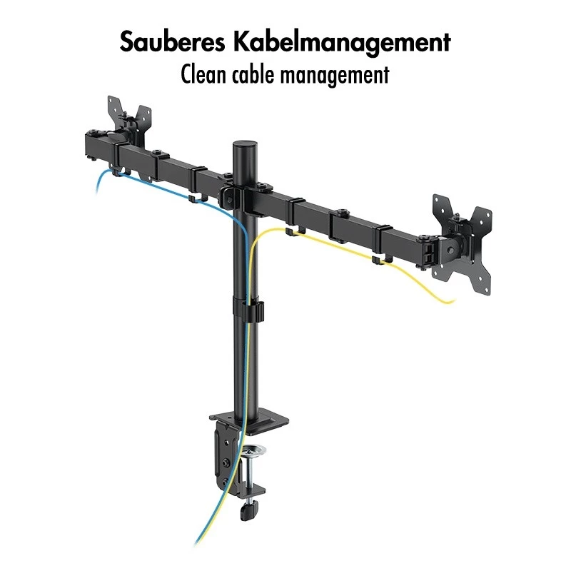 Divu monitoru stiprinājums 17-32 collām, 10 kg uz vienu roku