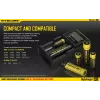 Bateriju lādētājs Nitecore D2 — 2 slotu lādētājs AA/AAA/AAAA/C baterijām, 100–240 V ieeja, 4,2 V izeja, melns
