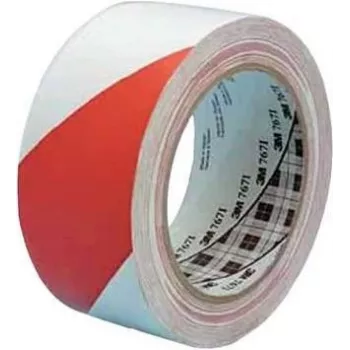 PVC marķēšanas lente 3M 767i — 33 m garums, 50 mm platums, sarkana/balta