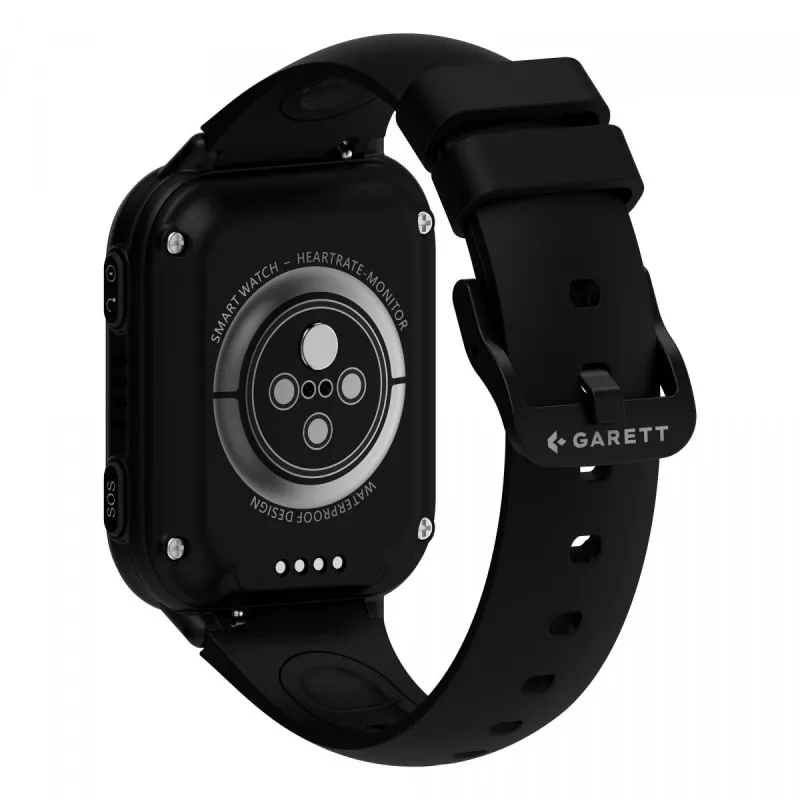 Smartwatch Garett Kids Vibe Ai 4G Melns — bērnu viedpulkstenis ar 4G, GPS izsekošanu, ūdensizturīgs