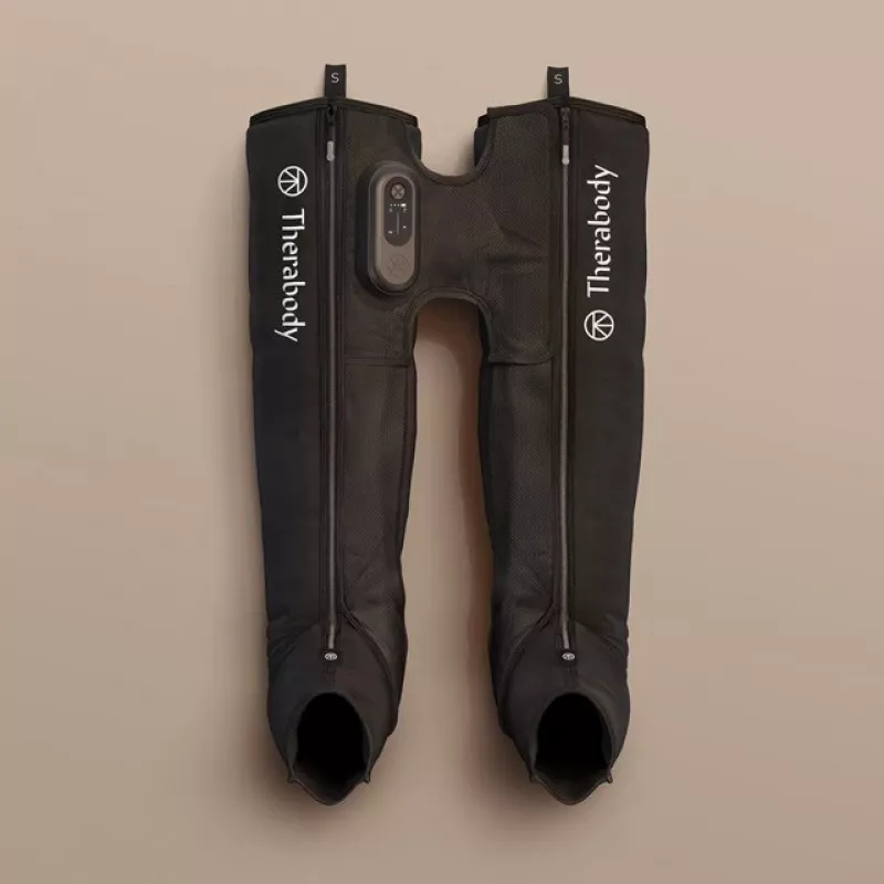 Pneimatiskie atjaunošanās zābaki Therabody RecoveryAir JetBoots Prime S — secīgas kompresijas sistēma, baterija, 180 min darbības laiks, melna, 2,51 kg