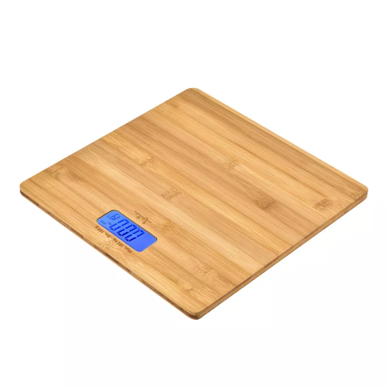 Elektroniskie personālie svari Jata HBAS1489 — 180 kg ietilpība, 100 g precizitāte, 10,2 cm LCD, bambusa platforma
