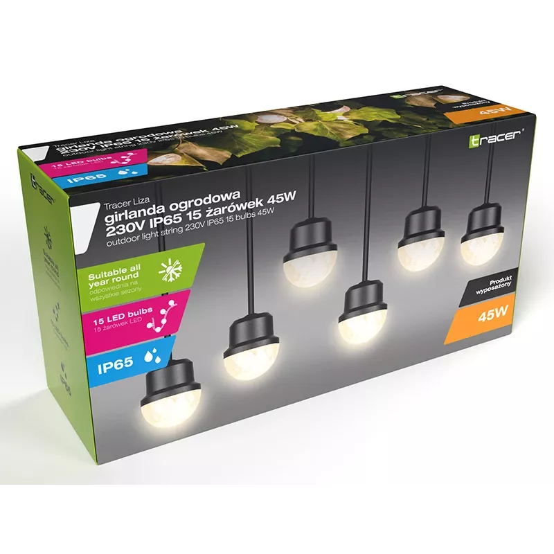 Tracer 46970 Āra gaismas virtene IP65 230V 15 spuldzes 45W
