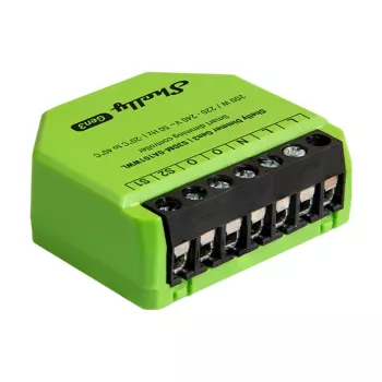Iebūvēts dimmers Shelly Dimmer Gen3 — LED max 150W, Halogēns max 200W, 220–240V, bezvadu, melns/laima