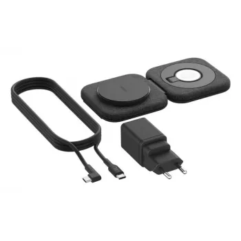 Bezvadu 2-in-1 uzlādes stacija Belkin BOOSTCHARGE PRO QI2 WIZ026VFBK — bezvadu ātrā uzlāde telefonam un austiņām