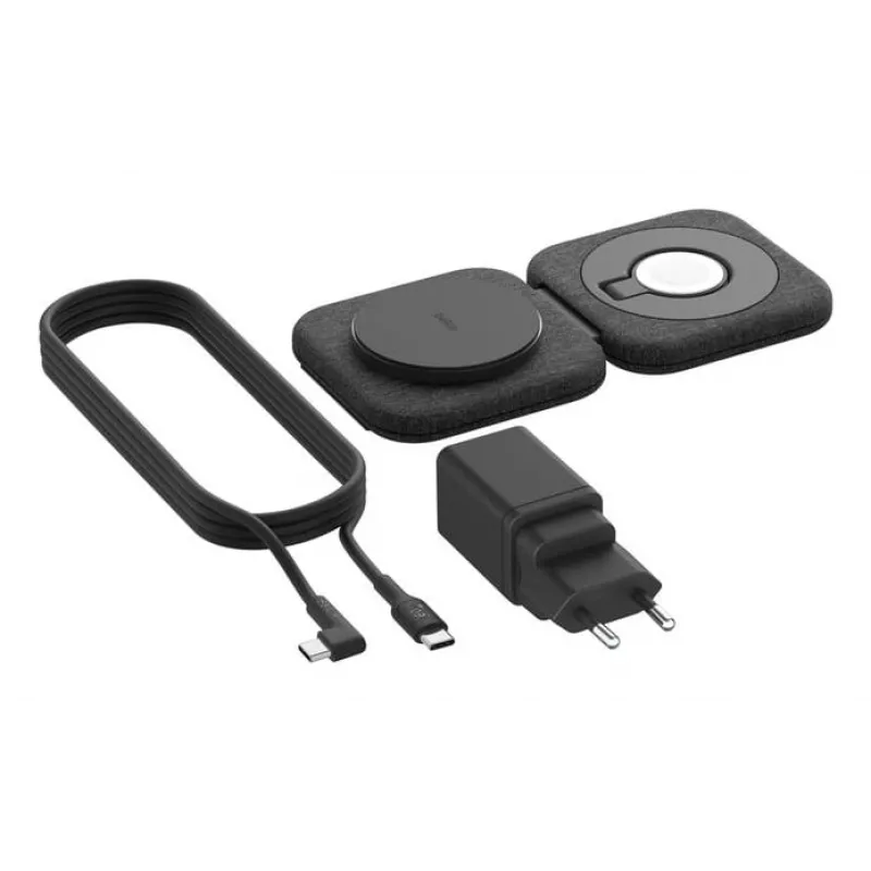 Bezvadu 2-in-1 uzlādes stacija Belkin BOOSTCHARGE PRO QI2 WIZ026VFBK — bezvadu ātrā uzlāde telefonam un austiņām