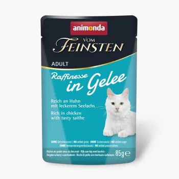 ANIMONDA Vom Feinsten Adult Raffinesse in Jelly bagāta ar vistu un melno pollaku - mitrā barība kaķiem - 85g