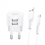 Vadu lādētājs usams XTXLOGT18MC05 2x USB 2.1A microUSB Balts Maiņstrāva/Līdzstrāva