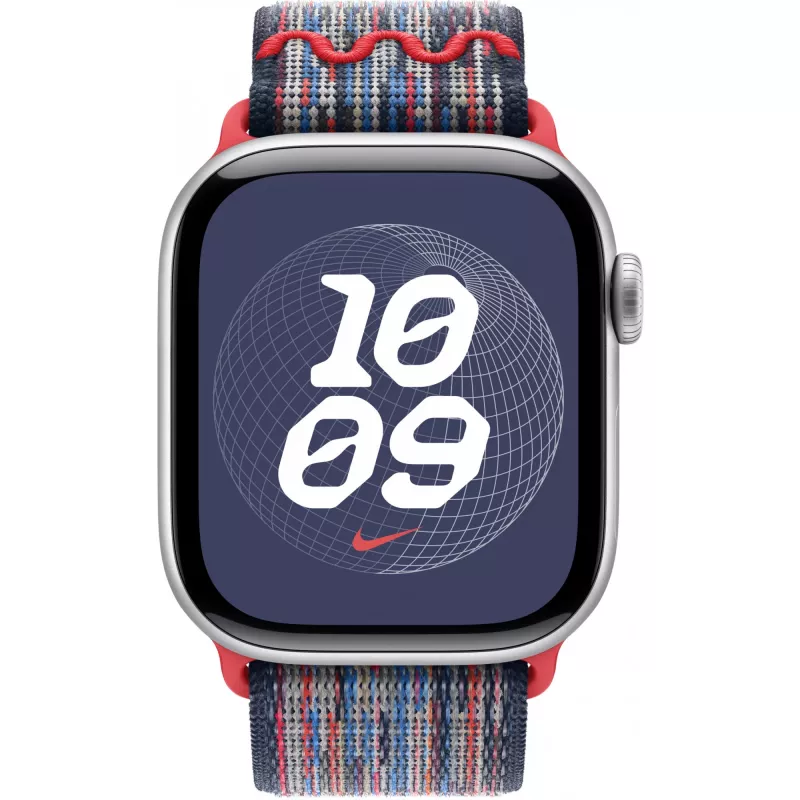 42 mm zila/sarkana Nike Sport Loop