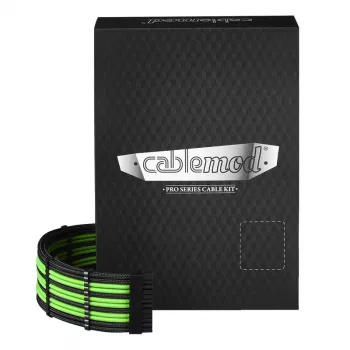 CableMod C-Series PRO ModMesh kabeļu komplekts Corsair AXi/HXi/RM (dzeltenā etiķete) - melns/gaiši zaļš