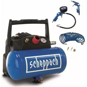 Gaisa kompresors Scheppach HC06 6L ar piederumiem — Scheppach HC06, 6 L tvertne