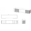 TV skapis Cama Meble LARA 183x35x37 cm, balta matēta virsma, balts rāmis, melns kamīns