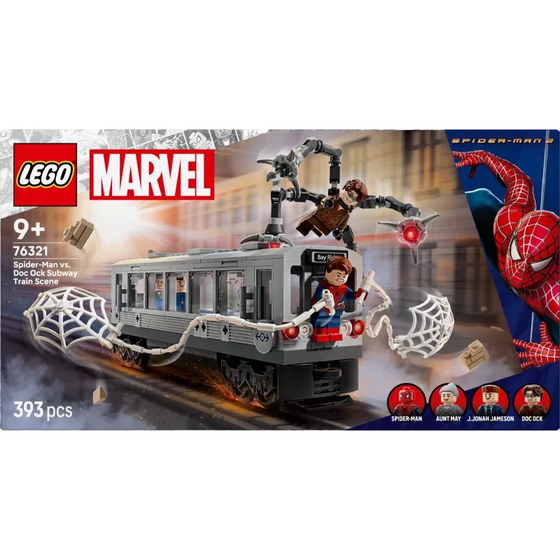 Konstrukciju rotaļlietu komplekts LEGO Marvel Super Heroes 76321 Spider-Man Doc Ock metro konfrontācija, 393 detaļas, 4 minifigūras, vecums 9+