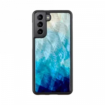 Aizsargājošs tālruņa maciņš iKins Samsung Galaxy S21 — Blue Lake Melns