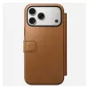 Mobilo tālruņu apvalks Nomad Modern Leather Folio vāciņš iPhone 17 Pro Max — brūngans, der līdz 17,5 cm (6,9 collu) ekrānam, 4 karšu kabatas
