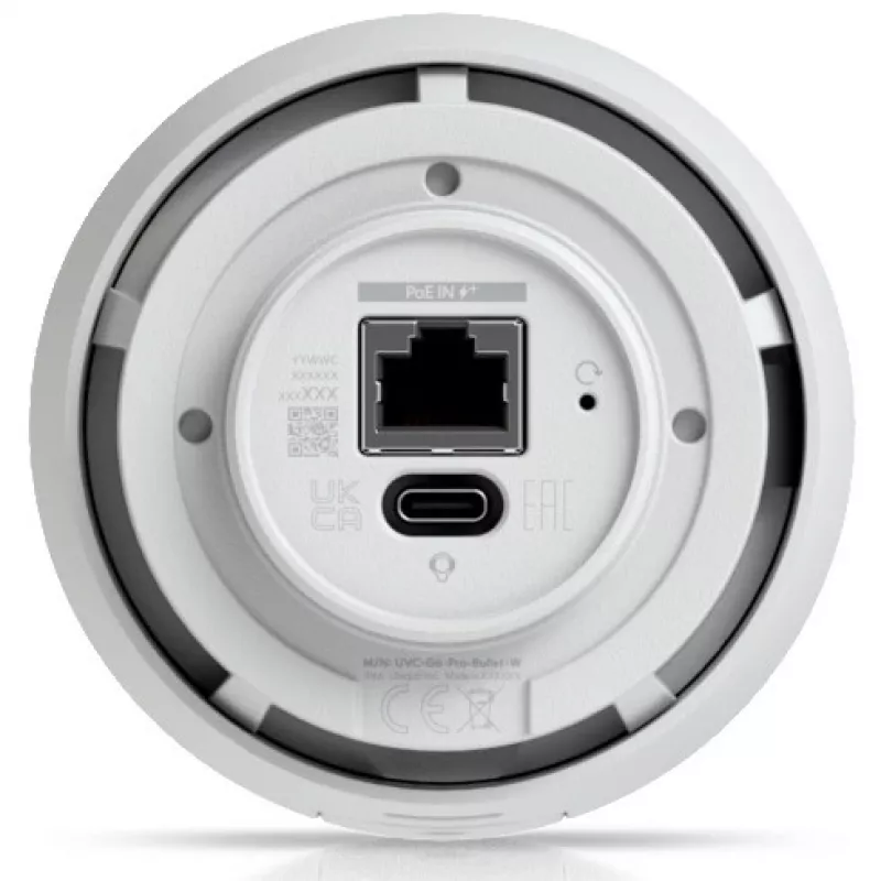 IP drošības kamera UBIQUITI G6 Pro Bullet — 4K (3840×2160), vadu, iekštelpu/āra, 1/1,2 collu CMOS, 5,9–13,8 mm, 2,36x optiskā tālummaiņa, griestu/sienas/staba stiprinājums