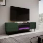 TV skapis ar elektrisko kamīnu Cama Meble ONDA 180.5×40×58.0 cm, skaidu plātne, zaļš, brīvi stāvošs vai pie sienas stiprināms