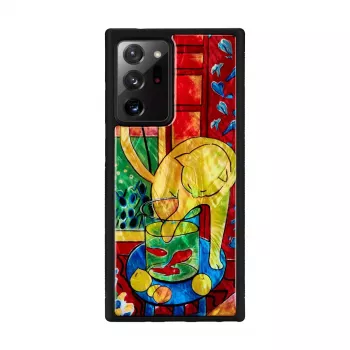 Telefona maciņš iKins Samsung Galaxy Note 20 Ultra — kaķa dizains, sarkana zivs