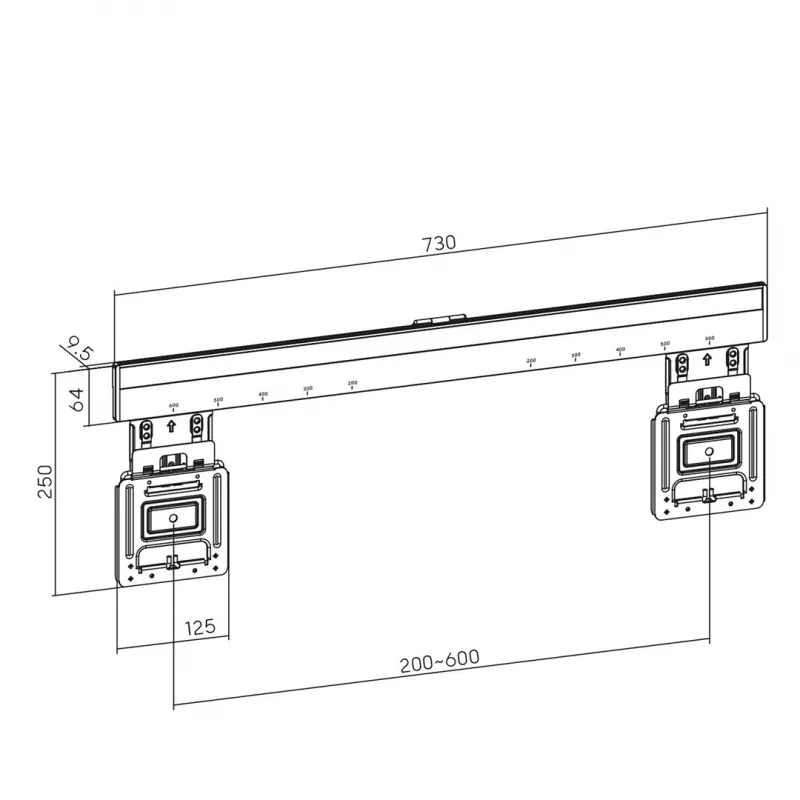 Maclean MC-481 Ultra plakans, plāns TV sienas stiprinājums 37-80 collu plakaniem un izliektiem televizoriem, līdz 75 kg, VESA 600x400 universāls TV stiprinājums