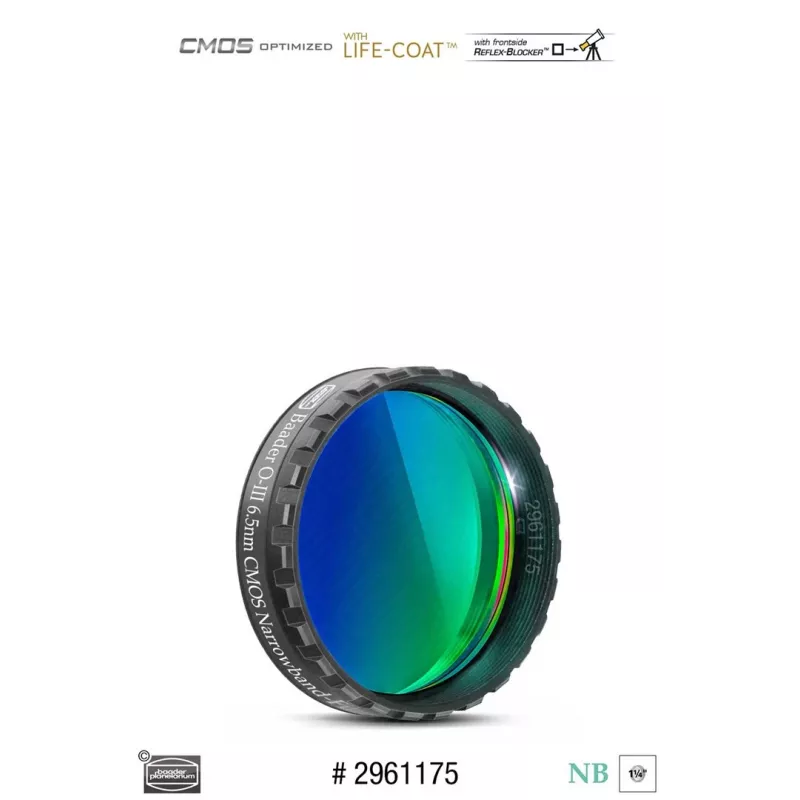 O-III 1,25 collu šaurjoslas filtrs no Baader, 6,5 nm joslas platums CMOS attēlveidošanai