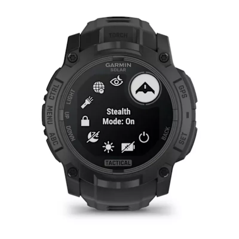 Viedpulkstenis GARMIN Instinct — 45 mm, 3,05 cm (1,2 collas) AMOLED 390×390 skārienjūtīgs, 4 GB, GPS, silikona siksna melna, 53 g