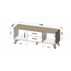 TV statīvs Cama Meble LOTTA 140 cm — wotan ozola rāmis, melna skaidu plātnes virsma, 1400×400×530 mm