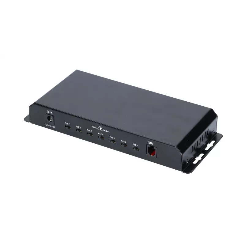 Extralink PoE slēdzis KRATOS 7x Gigabit PoE, 1x Uplink RJ45, barošanas bloks 24V 2.5A, 60W