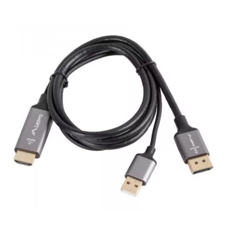 HDMI(M)->DISPLAYPORT(M) KABELIS 1M 4K MELNS LANBERG