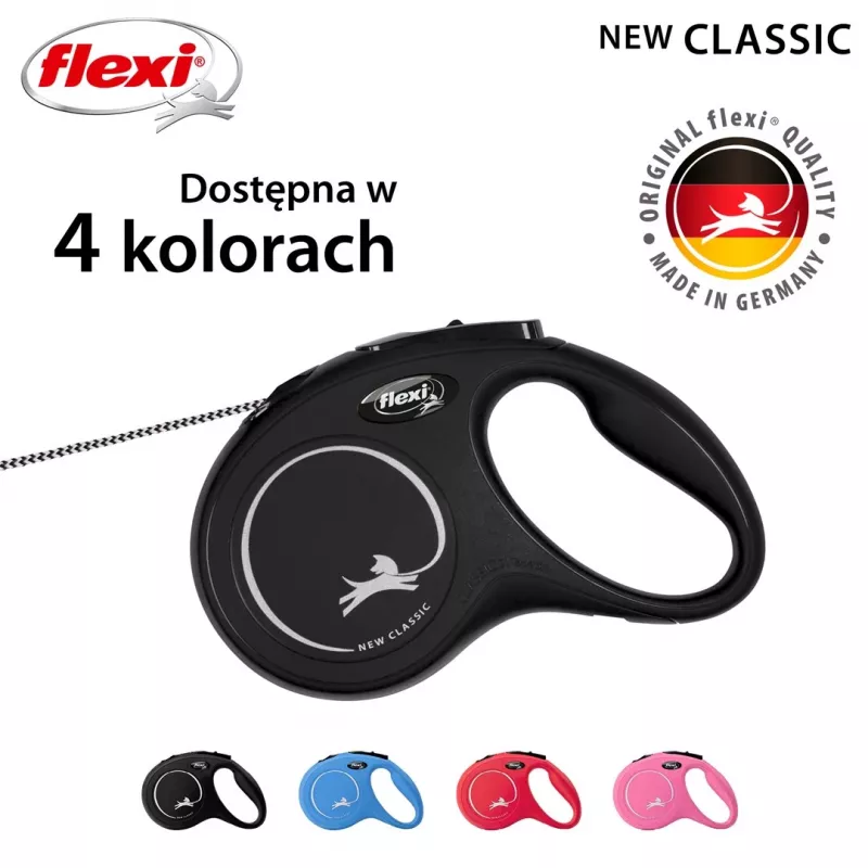 Flexi New CLASSIC 5 m melna suņa automātiskā pavada
