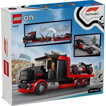 LEGO CITY 60493 F1 izstādes kravas auto ar Audi F1 sacīkšu auto