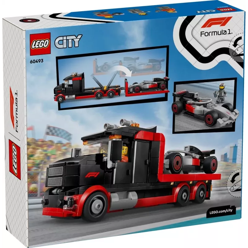 LEGO CITY 60493 F1 izstādes kravas auto ar Audi F1 sacīkšu auto