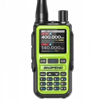Rokas rācija Baofeng UV-5R EU ar USB-C, Bluetooth, VHF/UHF (136–174 MHz), FM 65–108 MHz, 5 W, 1600 mAh, LCD, LED lukturīti