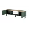 TV skapis ar elektrisko kamīnu Cama Meble ONDA 180.5×40×58.0 cm, skaidu plātne, zaļš, brīvi stāvošs vai pie sienas stiprināms