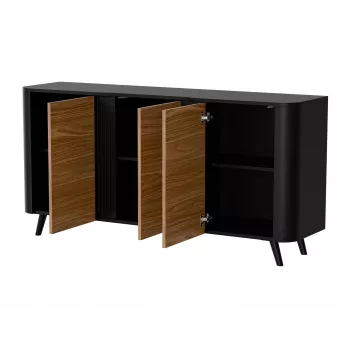 Kumode Cama Meble VOLARE 151 x 39 x 75 cm, melna/valrieksta, skaidu plātne