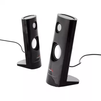 2-virzienu vadu PC skaļrunis Audiocore AC860, 2.0 kanāli, 4 W RMS, USB barošana, 3,5 mm ieeja, melns