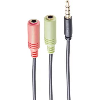 Audio kabelis ShiverPeaks BS14-05041 0,25 m 2x3,5 mm Melns