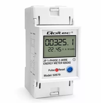 Elektrības skaitītājs QOLTEC vienfāzes DIN-iežugam 230V (MPN 50979)