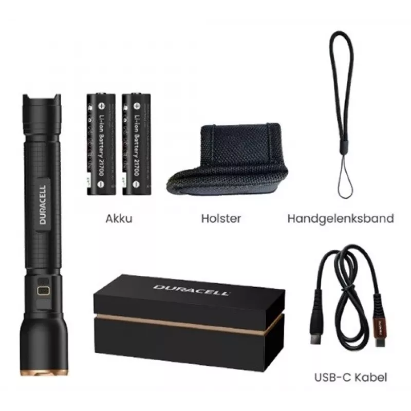 Lukturis Duracell DF6000R Gift Box — rokas uzlādējams lukturītis, melns