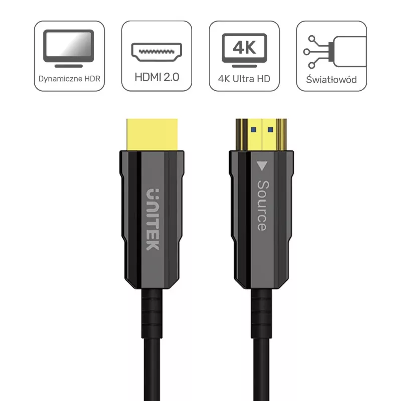 HDMI kabelis UNITEK C11072BK-25M 25m 18 Gbit/s Melns