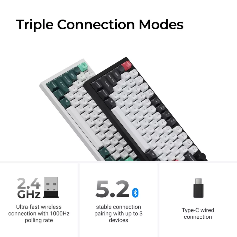Mehāniskā tastatūra Keychron Q6H-M1 Wireless RGB Carbon Melns