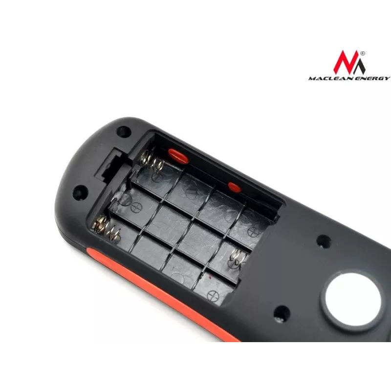 Darbnīcas lampa MACLEAN MCE03 — 24 LED, magnētiskā pamatne un āķis, darbināma ar baterijām (3×AAA)