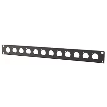 Rack panel 1U Lanview model LVR1U-12D-BL ar 12 izgriezumiem keystone moduļiem, melns
