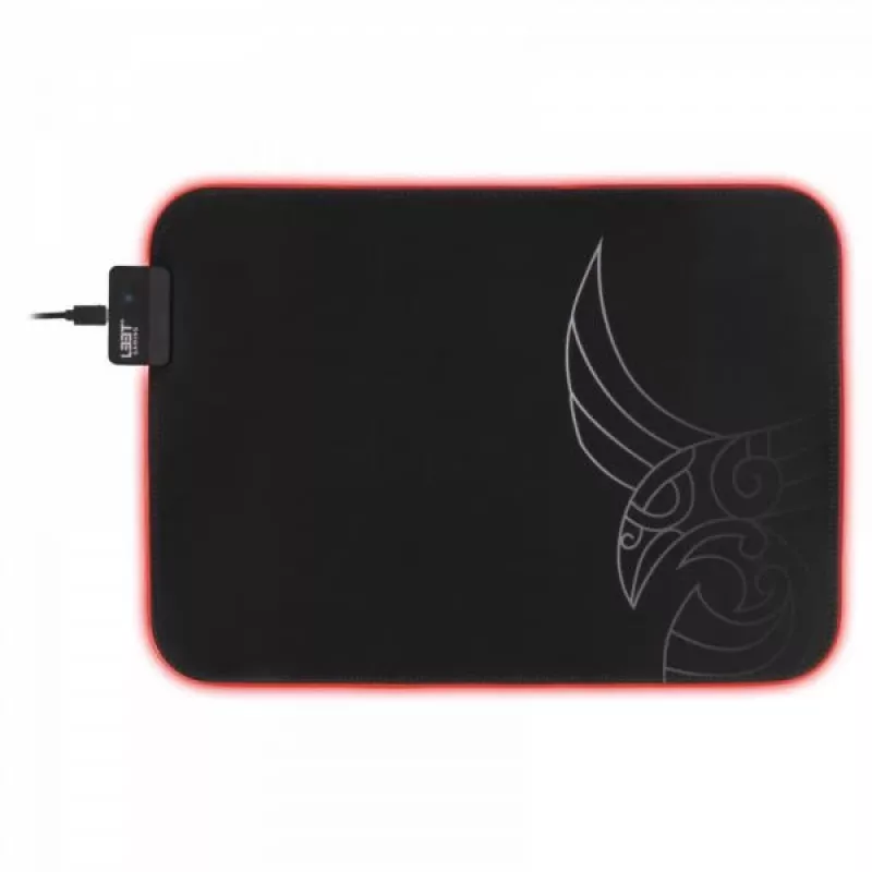 L33T Gaming 160405 Karlvagn RGB Gaming pelēkais paliktnis, vidēja izmēra, ātra virsma. 355 x 255 x 3 mm, melns
