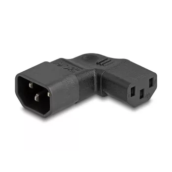 DeLOCK Tīkla adapteris IEC 60320 C14 uz C13 Spraudnis Kontaktligzda 10 A 90° Pa kreisi Pa labi Melns